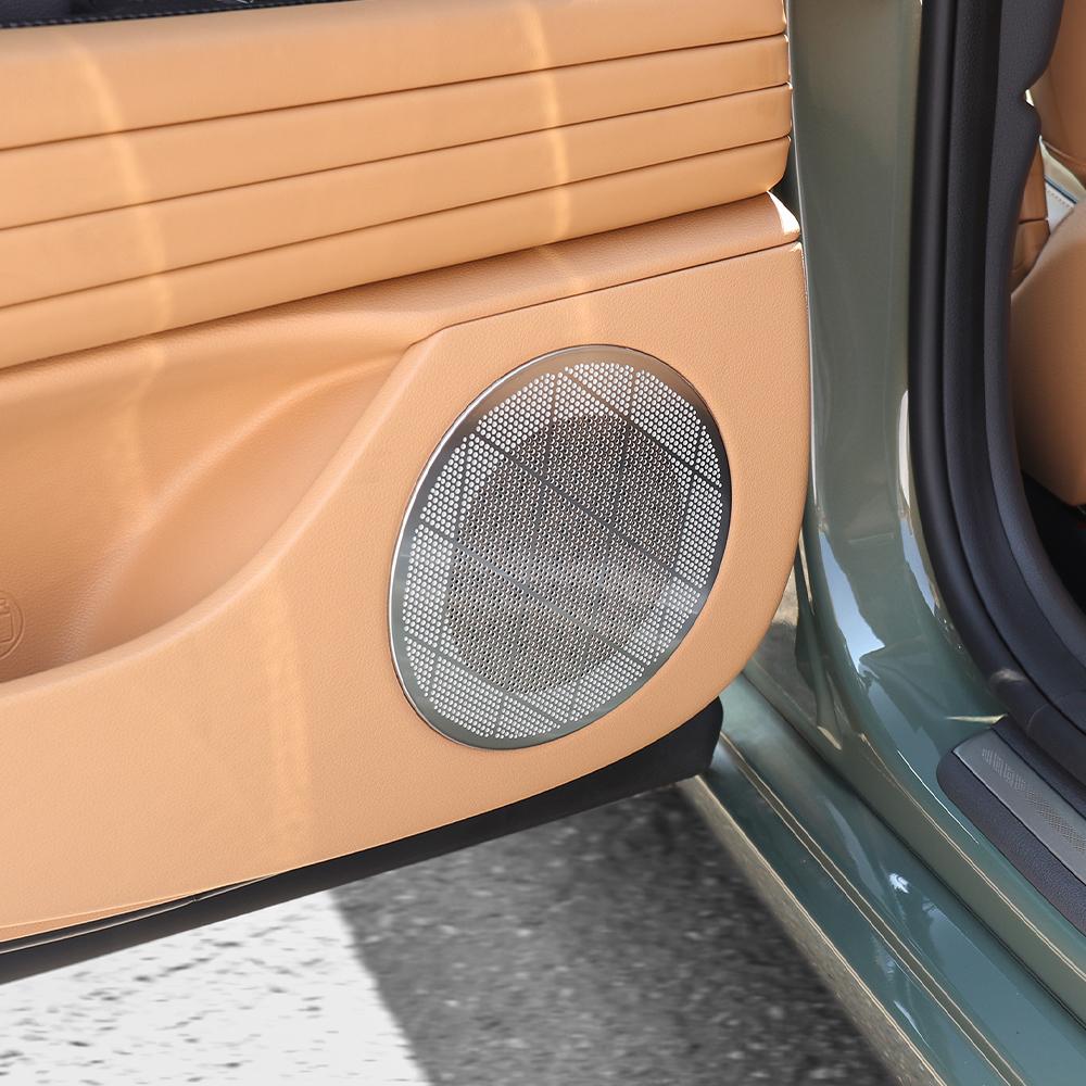 For Genesis GV70 2026-2026 4PCS Stainless Steel Silver Car Door Speaker Decoration Cover Trim Car Accessories LHD/RHD