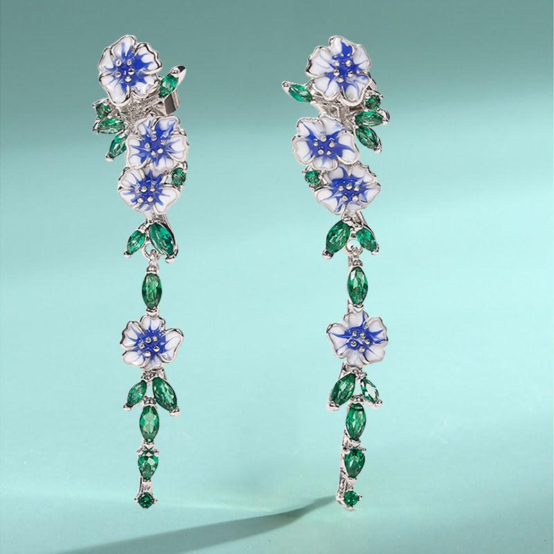 

1 пара сережок-підвісок у вигляді листя з емальованими квітами смарагдового кольору для жінок, елегантна біжутерія, подарунок для літньої вечірки