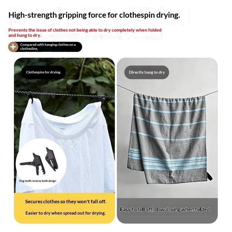 1 Set Retractable Windproof Drying Line Portable Travel Clothesline With 16 Clips For Outdoor Camping Hotel Laundry Storage