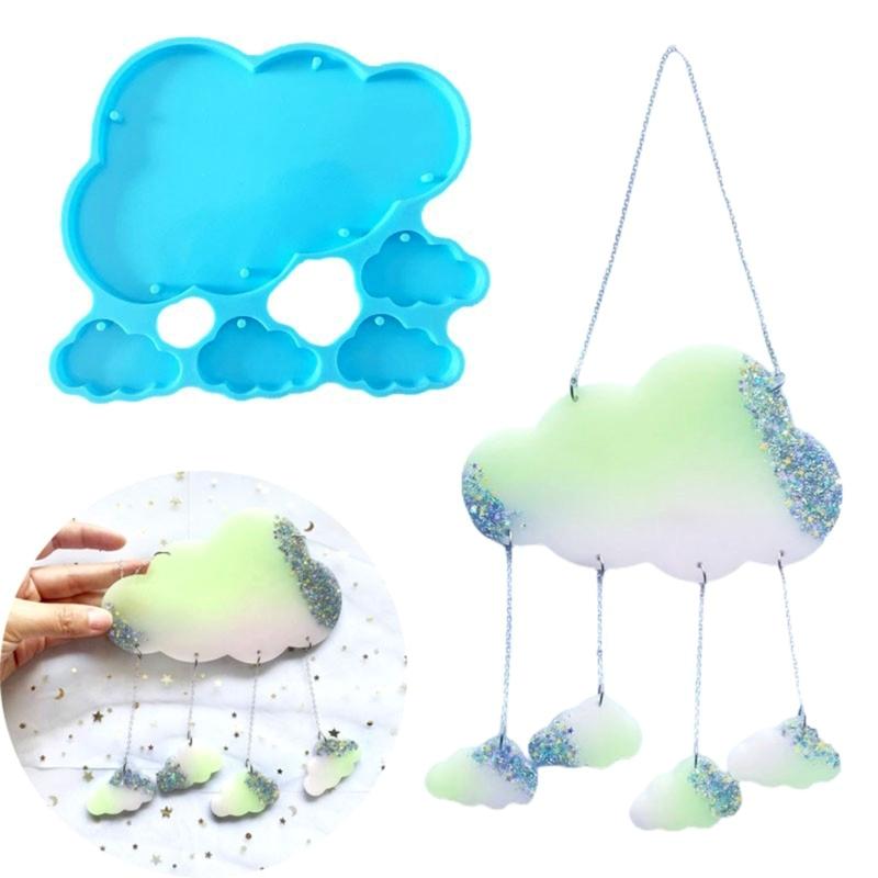 Cloud Combination Pendants Silicone Mold Door Hanging Plate Wall Decoration Crystal Epoxy Resin Mold for  Crafts