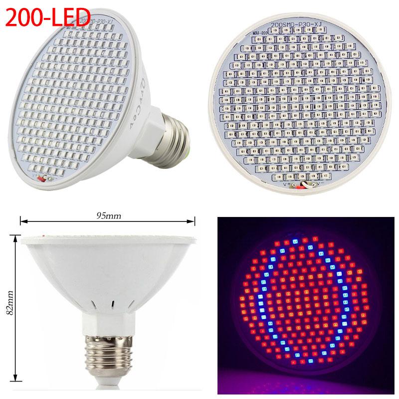 12W 200 LED žárovky na pěstování rostlin E27 Lampa pro pokojové rostliny Růst květin Skleník Rostliny Pěstování zeleniny
