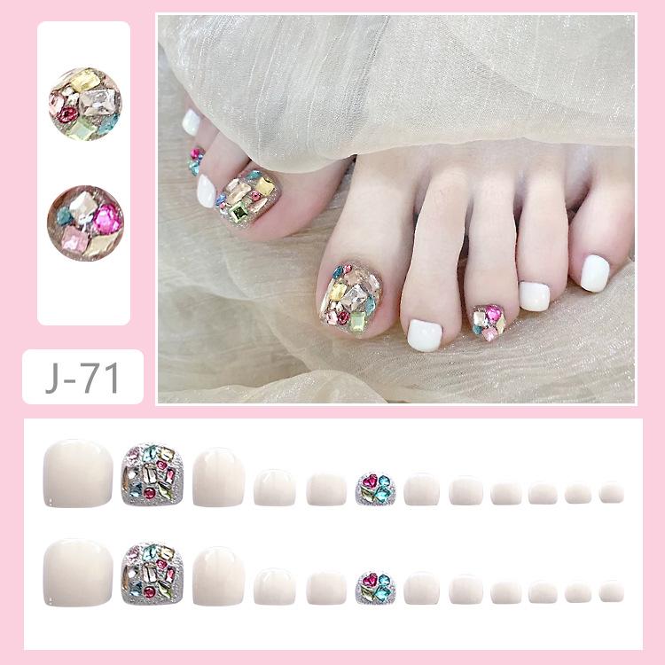 

J71 Five-Color Big Diamond Nail Art Master Toenail Patches - Flashy, Wearable, Finished Manicure False Nail Patches J71-Five-color Big Diamond [Glue-on]
