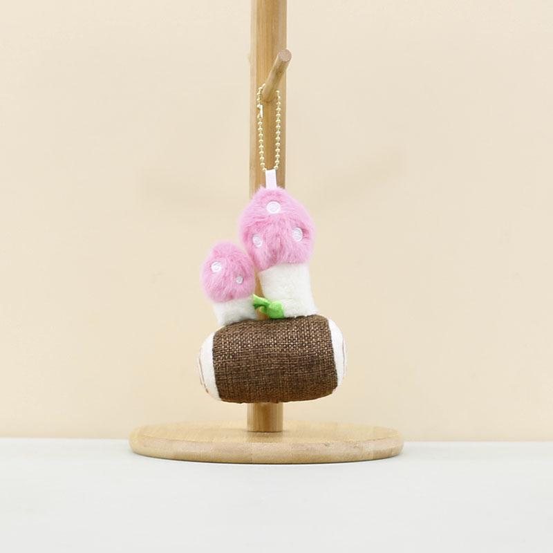 

Lovely Plush Realistic Mushroom Succulent Hanging Decoration Toy Keychain рожевий