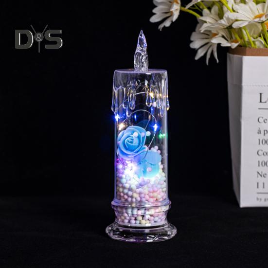 1 szt./2 szt. Wieczne kwiaty Bezpłomieniowe świece LED Migoczące świece filarowe Walentynkowe lampki nocne na ślub, dekorację domu