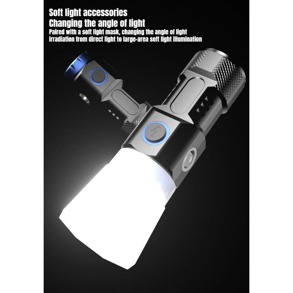 High Quality 4/6/8*P35 LED Flashlight ABS Super Bright Torch Rechargeable USB Light Waterproof with CAP CLIP for Hiking Camping