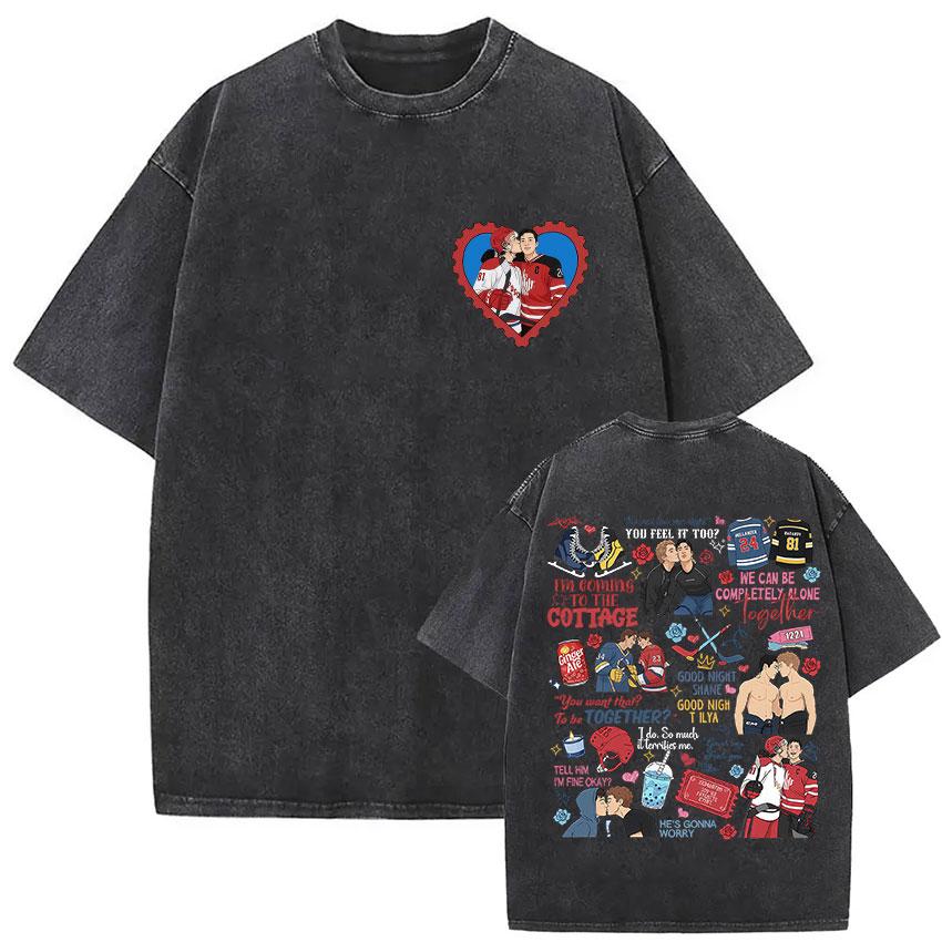 Heated Rivalry Ilya Rozanov 81 T Shirts Boston Hockey Vintage Washed Harajuku Oversized Tshirt Man Women 100 Cotton Tops Tees