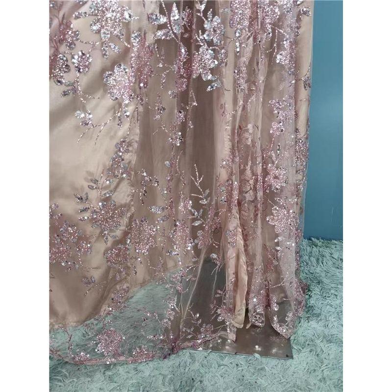 Export Single Sling Heavy Industry Shimmering Powder Sequins V Neck Classy Annual Meeting Host Banquet Birthday Party Evening Long Dress