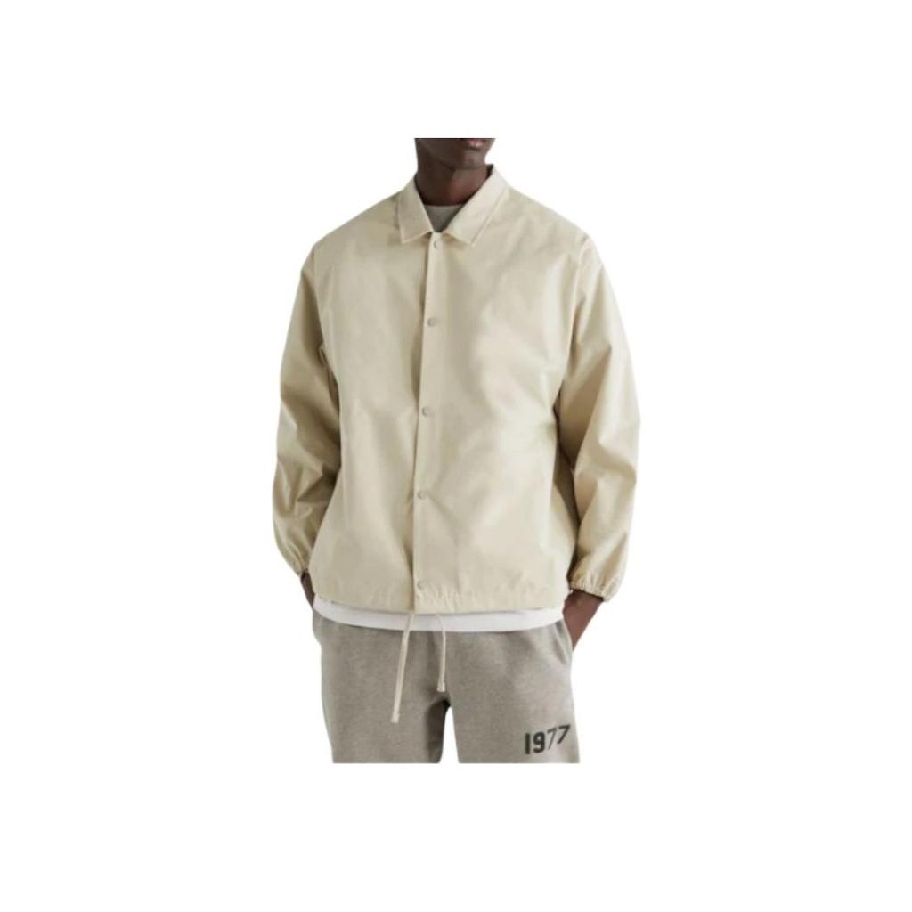 Fear of God Essentials 1977 Series FW22 Nylon Coaches Jacket With Solid Color Logo And Windproof Buttons Unisex Outerwear Eggshell-White FOG-FW22-622