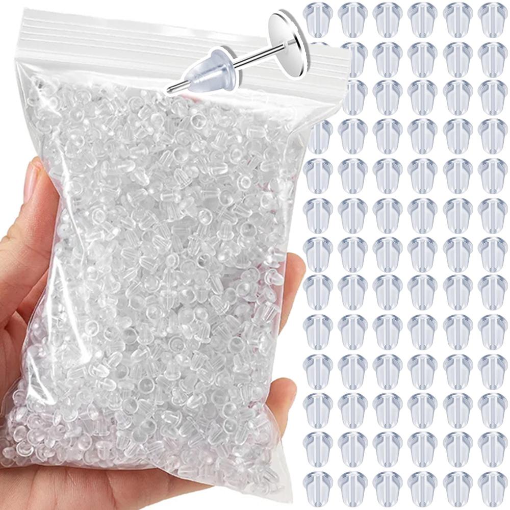 

500/2000Pcs Transparent Silicone Rubber Earring Clasp Ear Nut Plugging Earring Back DIY Earstud Findings Jewelry Accessories 500PCS