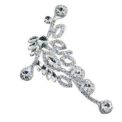 Broche Applique Strass Florale pour Robe de Soirée ou Embellissement de Ceinture de Taille de Mariage