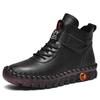 Winter Hand-stitched Women Boots Fur Plus Velvet Warm Platform Ankle Boots Red Leather Boots Women's Anti Slip Mom High Top Boot