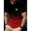 American cartoon gradual change color printing short-sleeved crew neck t-shirt, summer new loose versatile casual top
