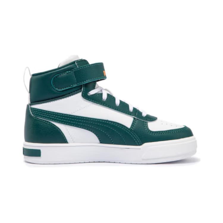Puma Caven Comfortable Casual Mid-Top Kids Skate Shoes Kids Sneaker White Green Yellow 390011-10