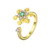Zircon Snowflake Spinning Ring For Women Adjustable Open Band Stress Relief Fashion Jewelry Elegant Temperament