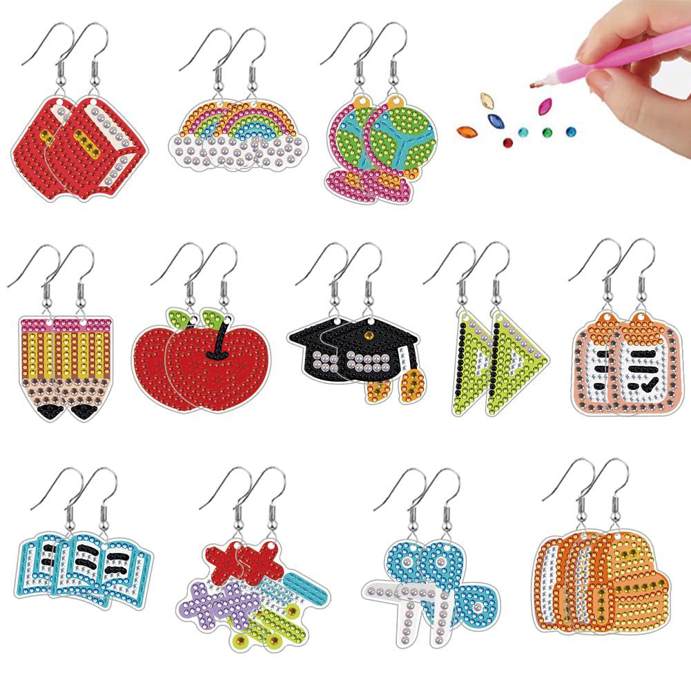 

12 пар/Набор для рукоделия для изготовления серег из кристаллов своими руками Двусторонняя дрель Подвески-капли Мозаичная дрель Наборы для серег Аксессуары для мозаичных украшений