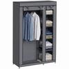 Mobile Fabric Wardrobe with Clothes Rail and 5 Storage Compartments, Gray