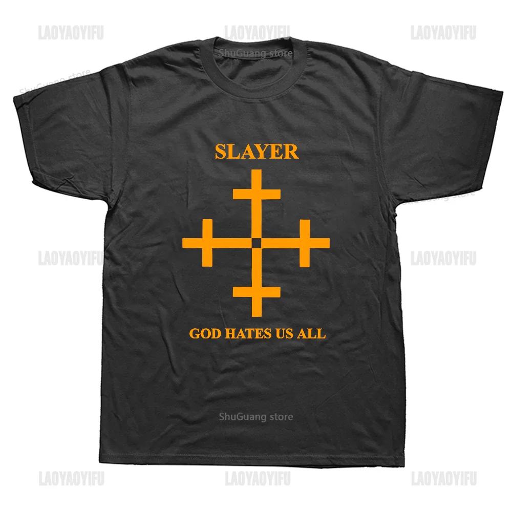 Fashion Slayers Metal  T Shirt God Hates Us All Unisex Men Women T Shirt Short Sleeve Cotton T-shirt Graphic T Shirts
