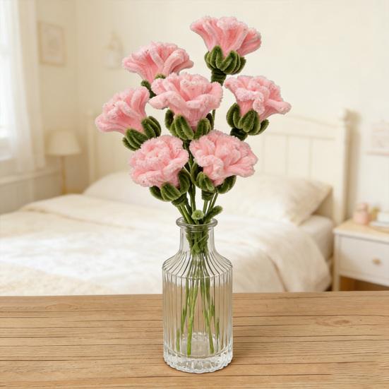 Fertiger Pfeifenreiniger Künstliche Nelke Handgefertigt Konserviert Künstlicher Blumenstiel Plüsch-Drehstock Florale Dekoration Geschenk für Frauen zum Muttertag