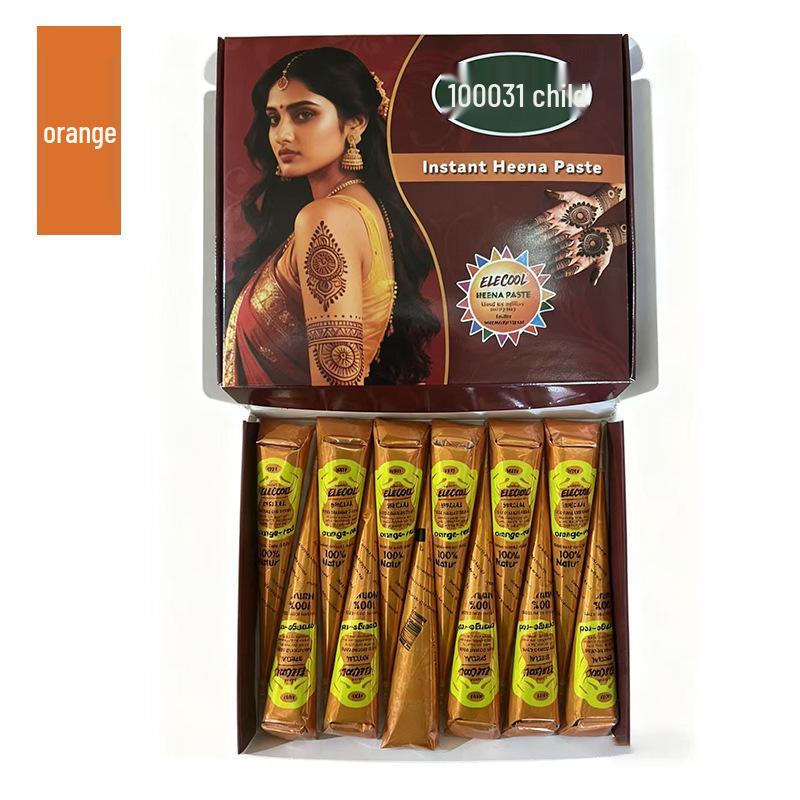 Plant-Based Henna Tattoo Paste: Hand-Painted Semi-Concealing Cream with Various Shades Available