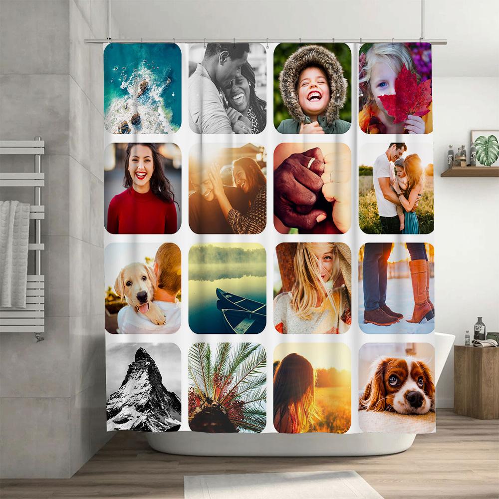 Customizable Photo Print Shower Curtain Personalized Home Decor Item for Bathroom