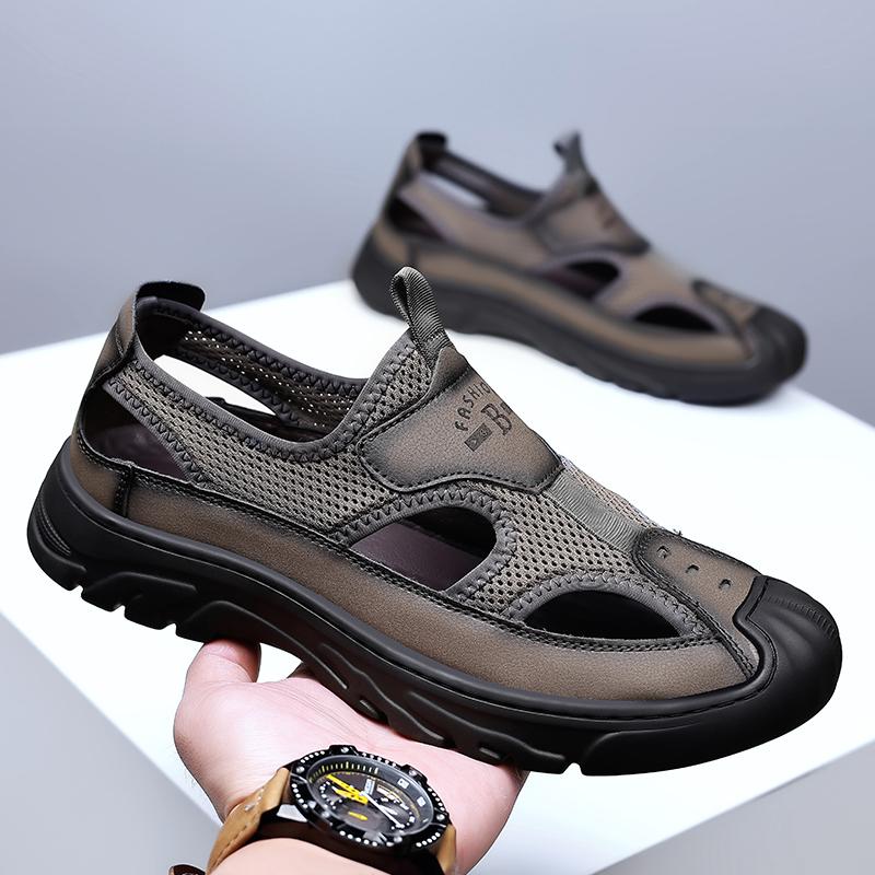 Fashion Fashionable Men's Roman Flying Woven Hollow Outdoor Casual Toe Sandals New Summer Style Men Breathable Water Wading Beach Shoes