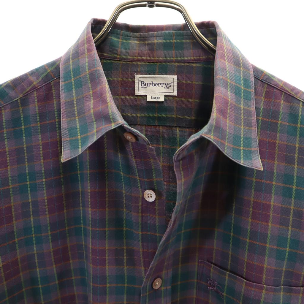 Burberrys 90s Old Check Pattern Long Sleeve Shirt L Purple Men's Used