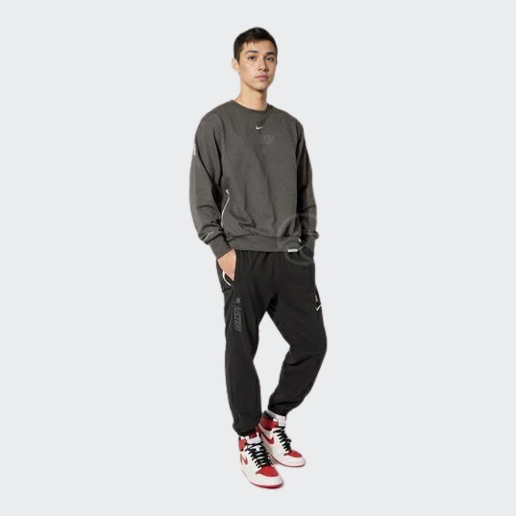 Nike Alphabet Print Crew Neck Long Sleeve Sweatshirt Men Tops Black DR2121-264