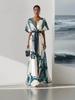 Women's V-Neck Digital Printed Short Sleeve Dress