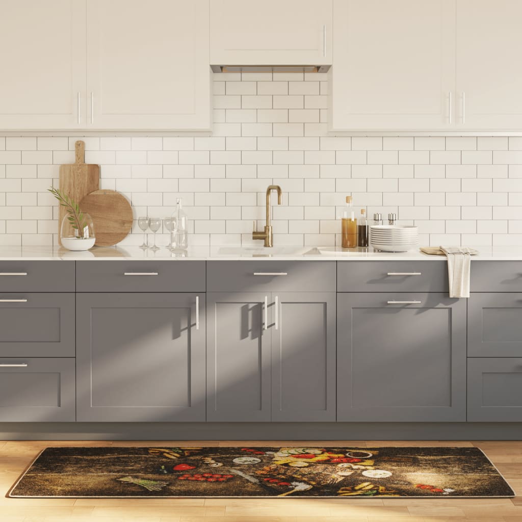 Multi Color Kitchen Rug 60 x 180 cm Washable