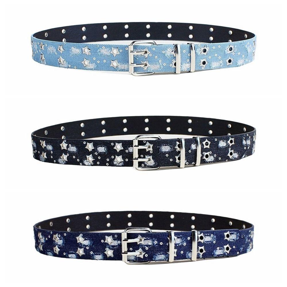 Metal Buckle Star Hole Sequin Belt Double Grommet Hole Trouser Decor Decoration  Dress Decor