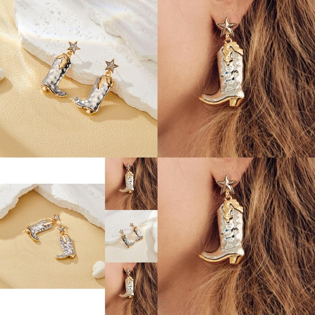Fashionable Vintage Five Pointed Star Alloy Earrings For Modern Womens Style