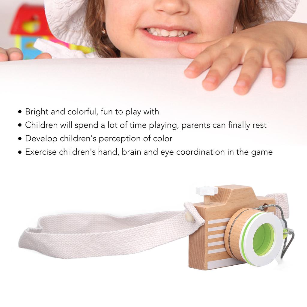 Wooden Camera Toy Educational Portable Innovative Basswood Kaleidoscope Camera for Children Toddlers