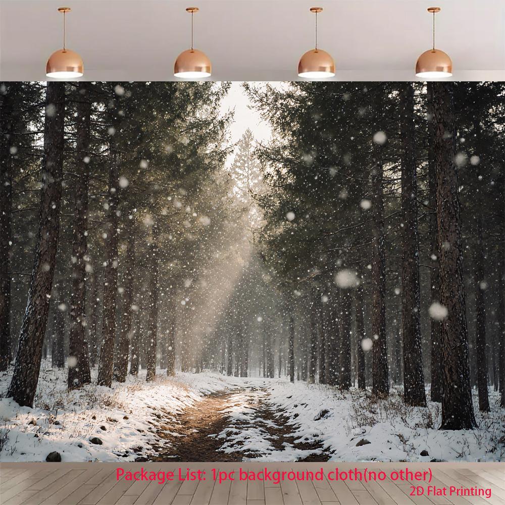 2D flat surface 1 piece - Snowy forest path winter wonderland banner - UV printed polyester background fabriczyc