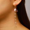1 Pair Hook Earrings, Jellyfish Design Long Draped Tassel Earrings, Translucent Imitation Pearl Beads Drop Earrings for Beach Vacations Daily Wear