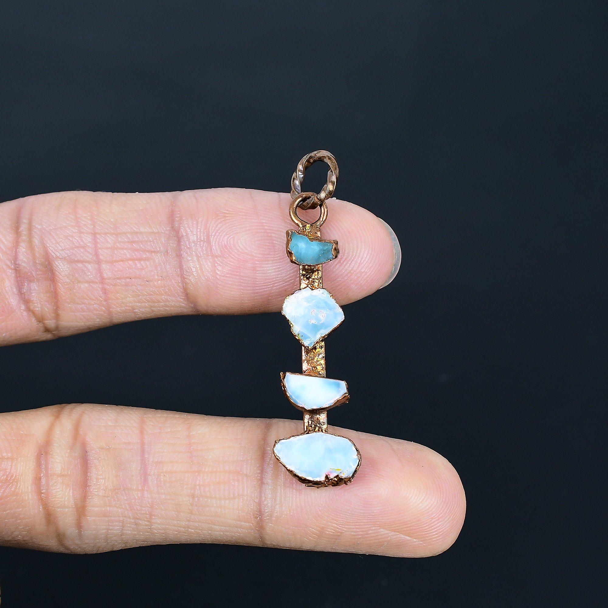 

Подвеска Ларимар Драгоценные украшения, Подвеска из электроформированной меди, Украшения ручной работы Подвеска с камнем рождения, Подарок для него 2.55 Inches