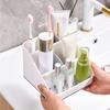 Bathroom Storage Box with 6 Compartments Large Capacity Non-Slip Design Toothbrush Toothpaste Holder Countertop Vanity Organizer