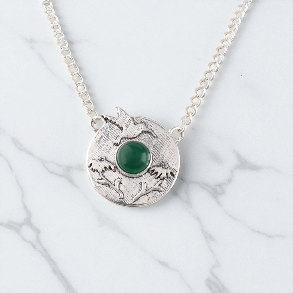 Green onyx Cab Gemstone 925 Sterling Silver Jewelry Handmade Gift Pendant 0.92" CP-34-29