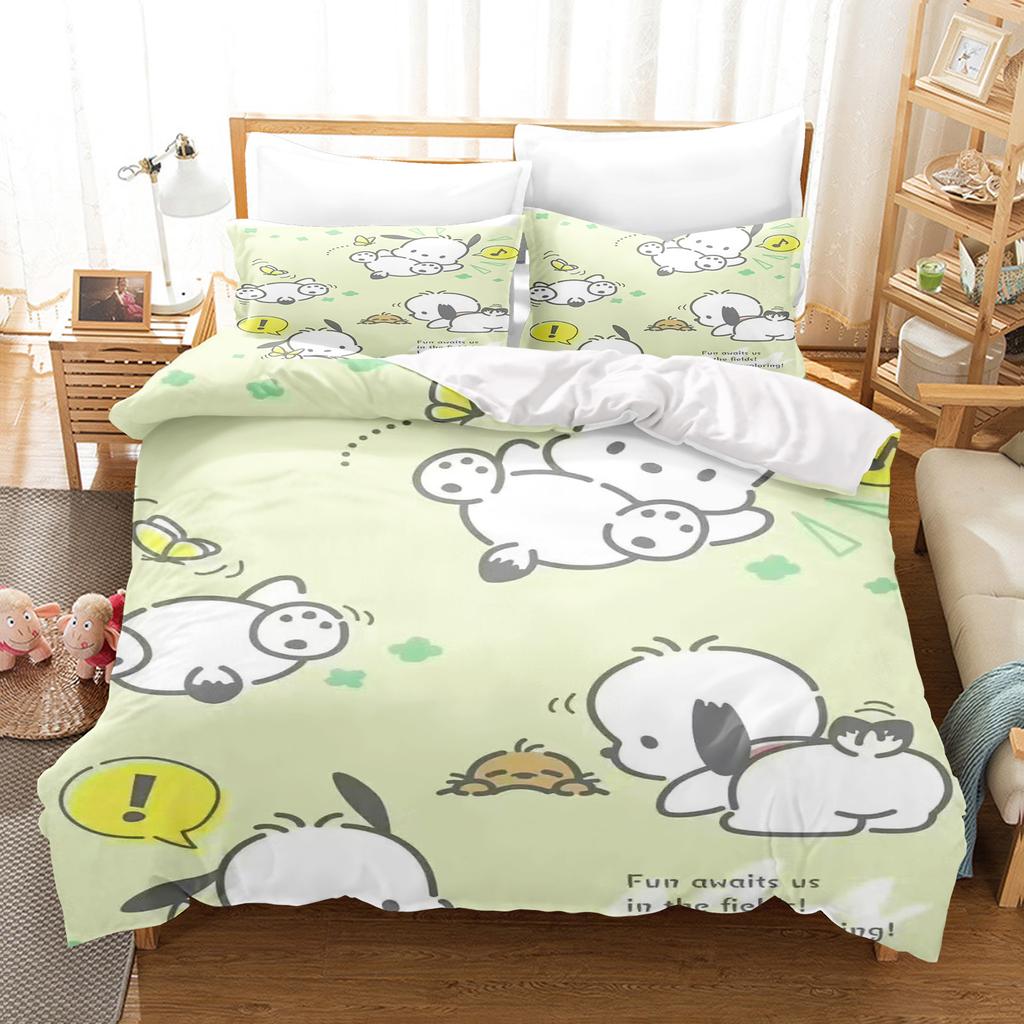 Pochacco Bettbezug-Set Bettwäsche Niedlich Bedruckt Cartoon Bettdeckenbezug Bettdecken-Sets 3-teiliges Set 1 Bezüge King Size