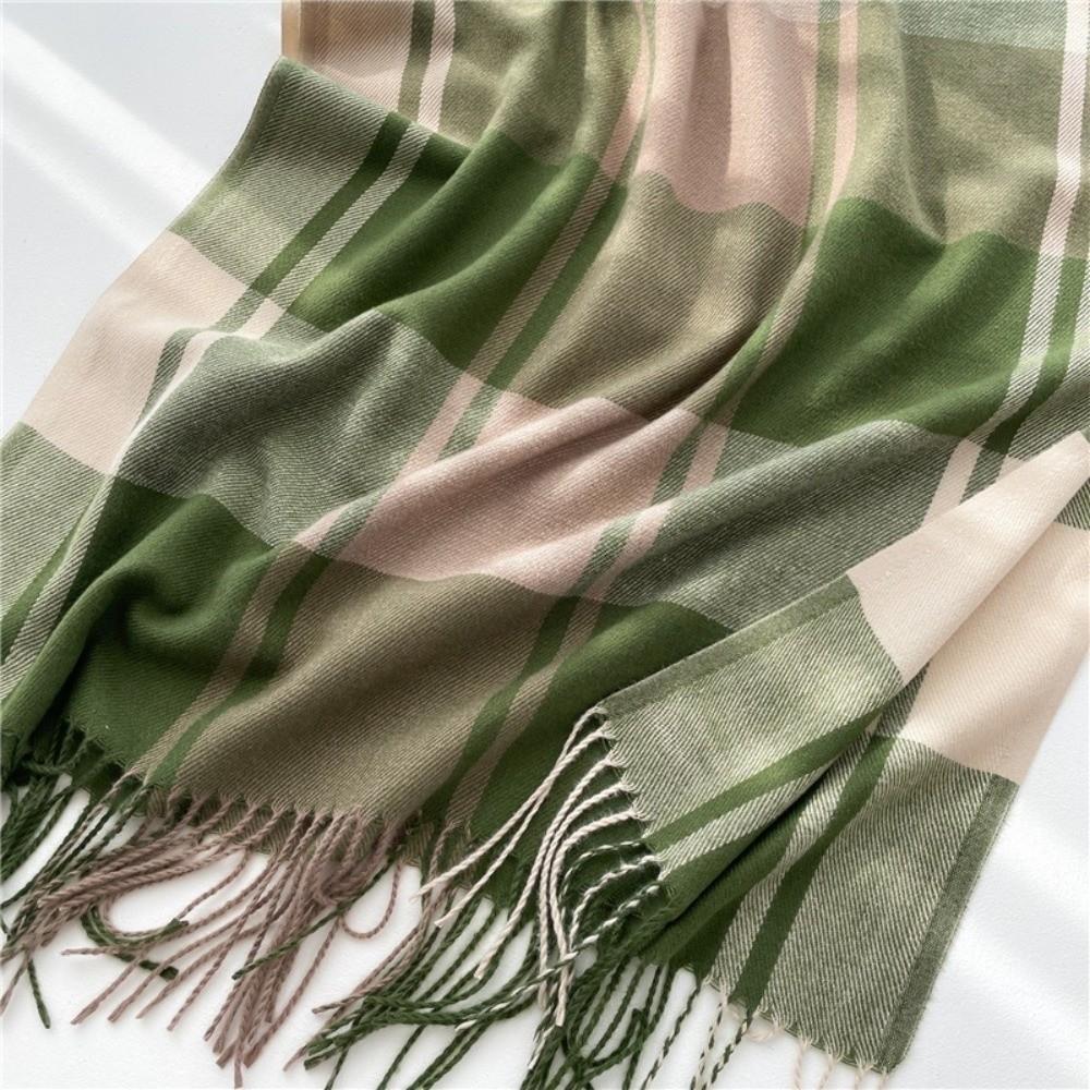 Thick Imitation Cashmere Shawl Keep Warm Shawl Wrap Simple Plaid Scarf  Girl