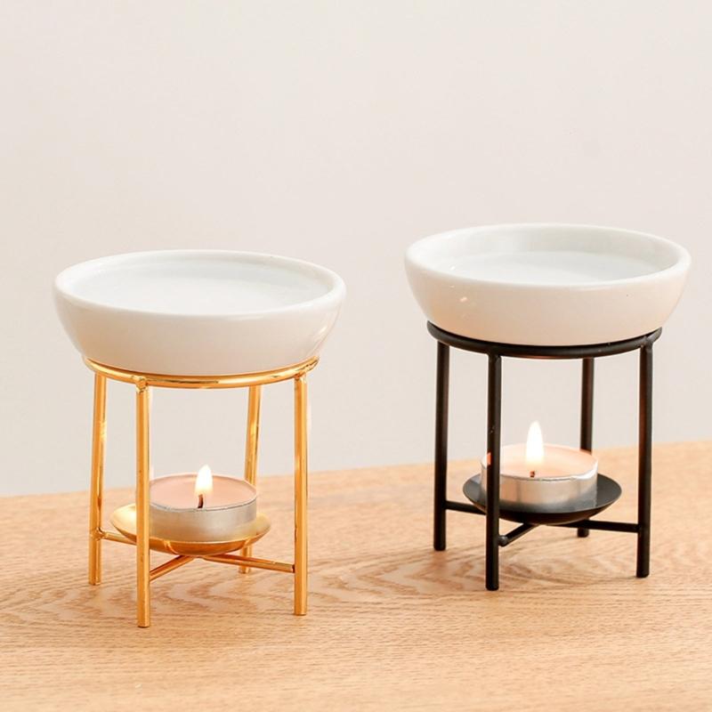 Elegant Ceramics Essential Oil Burners Metal Tealight Holder Rack Aromatherapies Diffuser for Home Decors and Relaxation