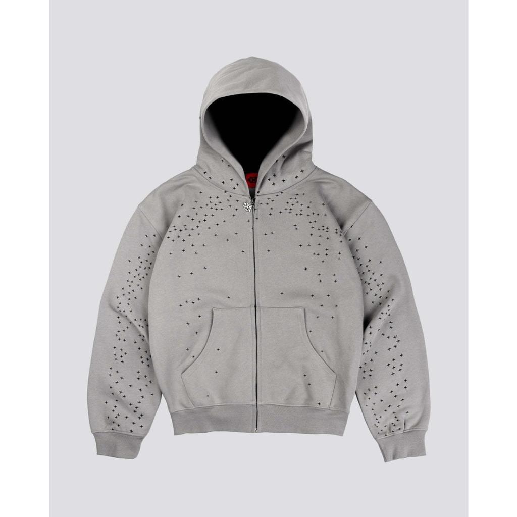 BeatStreet Chic Unisex Starry Sky Rhinestone Hoodie Women Modern Padded Shoulder Zipper Long Sleeve Jacket Street Casual Lady Sweatshirt