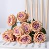 10 Heads Artificial Rose Flower Realistic Faux Silk Long Stem Rose Bouquet with Leaf for Home Kitchen Office Wedding Party Decoration