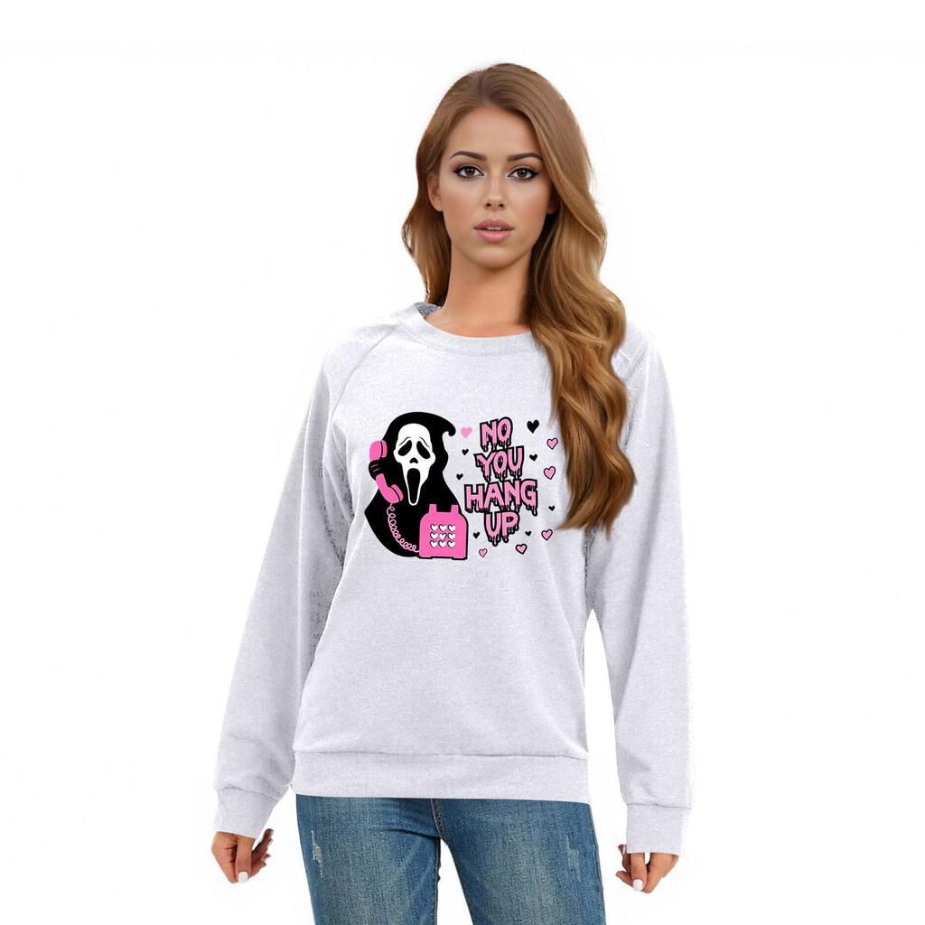Women's Casual Raglan O-neck Long Sleeve Halloween Print Top