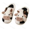 Fashion Womens Cotton Slippers Cartoon Cow Couple Non-Slip Warm Indoor Home Slippers Plush Fluffy 2025 Winter Comfortable Floor Slippers