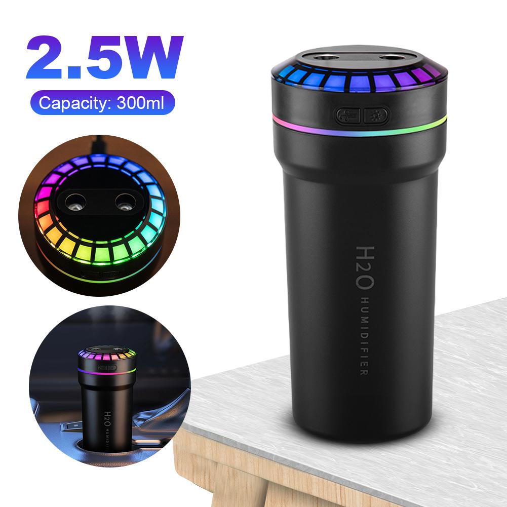 300ml Double Spray Music Rhythm Spray Humidifier with 7 Color Lights Car Mini Humidifier Smart Pickup Humidifier for Travel Car China Mainland