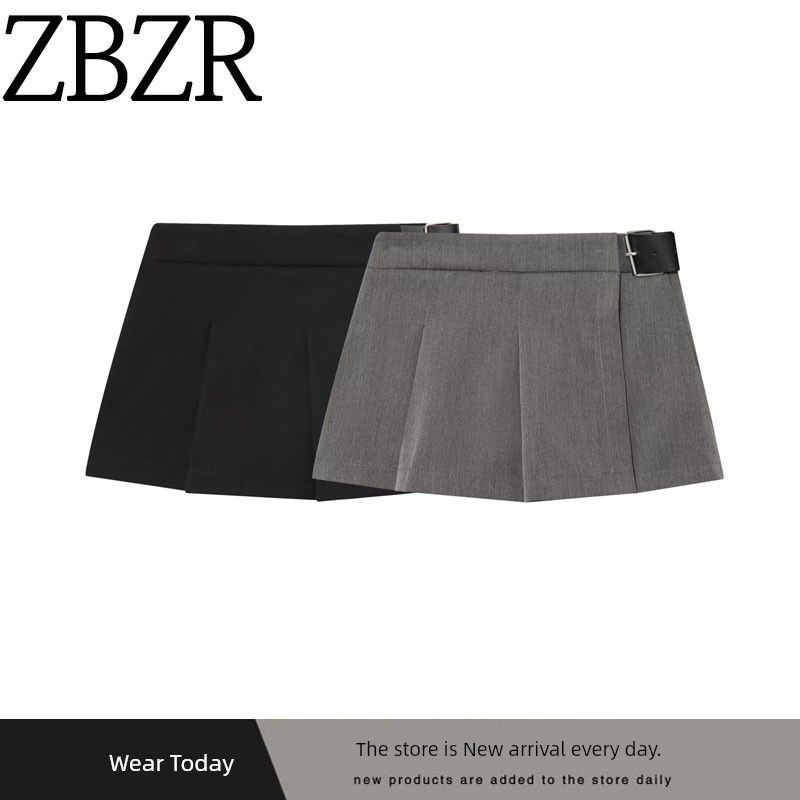 ZA2025 Fall and Winter New Women's Clothing ZR Fashion Style Fashion Joker Wide Pleated Belt Skirt 3152530