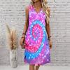 Plus Size V Neck Sleeveless Dress Deep Forest Brook Ink Painting Print For Wilderness Walking Trip