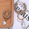 Super Flash Full Asymmetric Circle Earrings Pearl Drop Earrings for Nightclub