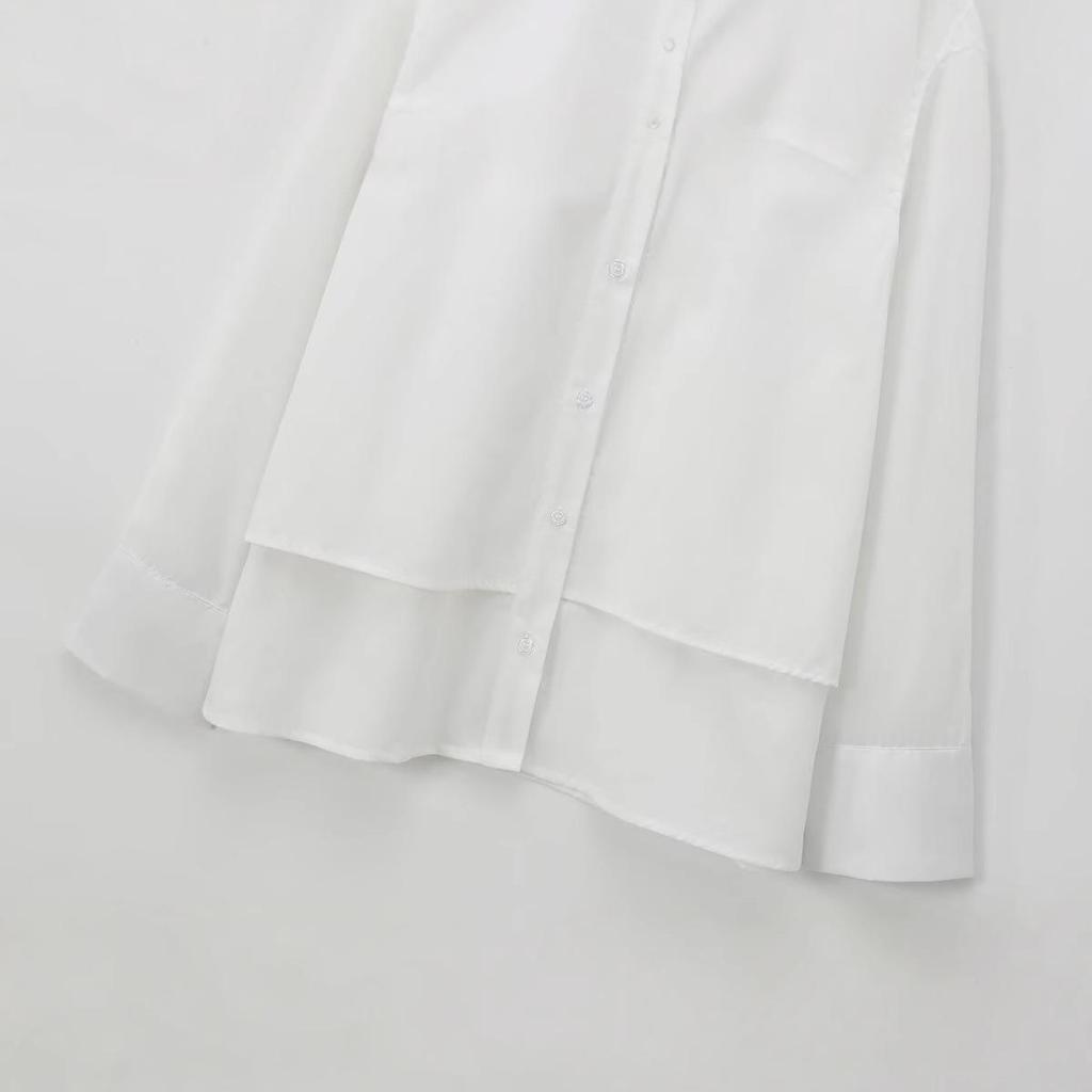 2024 Autumn Women's European & American Style Floral Poplin Long Sleeve Shirt