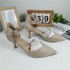 Fashion Closed Shoes Branded Pumps Slim Heels 2025 Sandals Ladies Pointed Wedge Fashion Slimming Beige Fine Latest African Summer Crysta